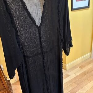 ZARA Elegant LONG Black Sheer Kimono Size XS Excellent Condition True to Size